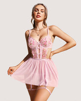 Lace Underwire Mesh Nightgown